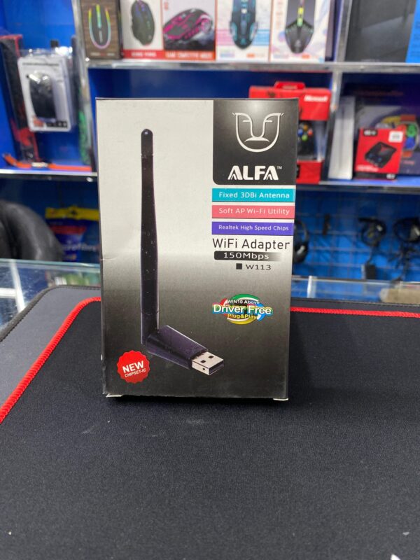 ALFA Single Antenna Wi-Fi Adapter | USB Wireless Network Connector (2.4 GHz)