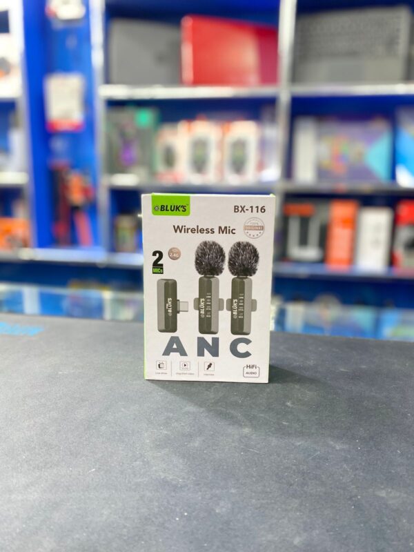 Bluk’s BX-116 Wireless Microphone Set – 2 Mics | 2.4 G | ANC | Hi-Fi Audio